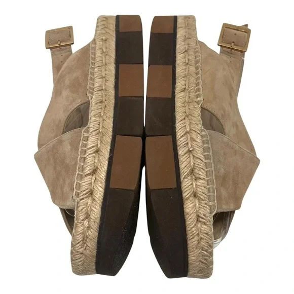 Paloma Barcelo Lynde Tan Suede Jute Espadrille Two Tone Platform Sandal Women 38 - Picture 11 of 16